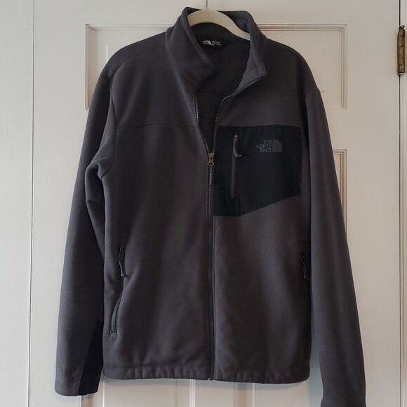 THE NORTH FACE FLEECE JACKET GRAY BLACK MENS SIZE MEDIUM WARM FALL SPRING WINTER - Picture 1 of 11